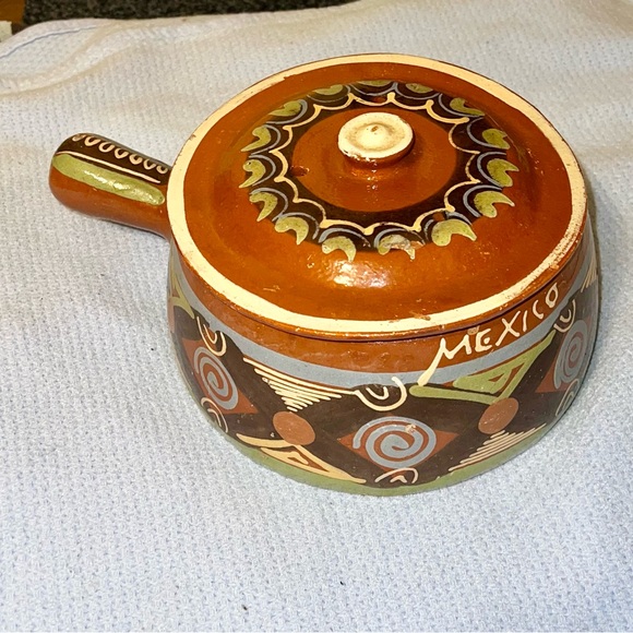 Vintage Mexican Pottery Tlaquepaque Redware Bean Pot W/ Lid - Picture 4 of 15
